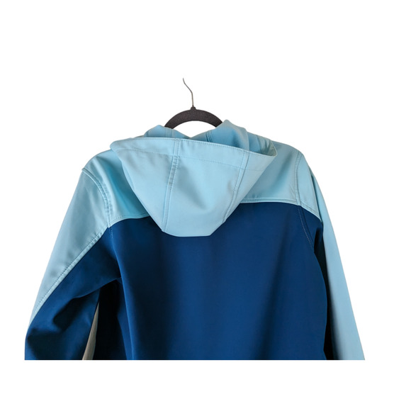 Free Tech Women's Hooded Softshell Jacket Medium Blue Zippered Pockets - Picture 14 of 14